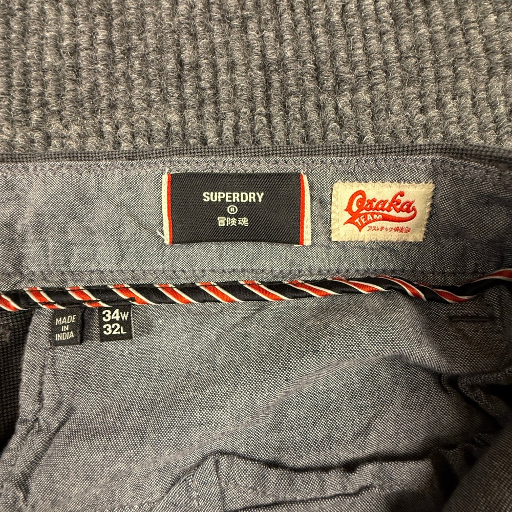 Superdry Osaka Team Mens 34W 32L Grey Slim Chino Pants M7010192A - Picture 3 of 14